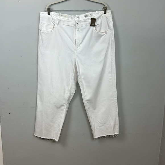 NWT J.Jill Denim High Rise Straight Leg Fringe Hem Crop White Sz 20 - Picture 5 of 13